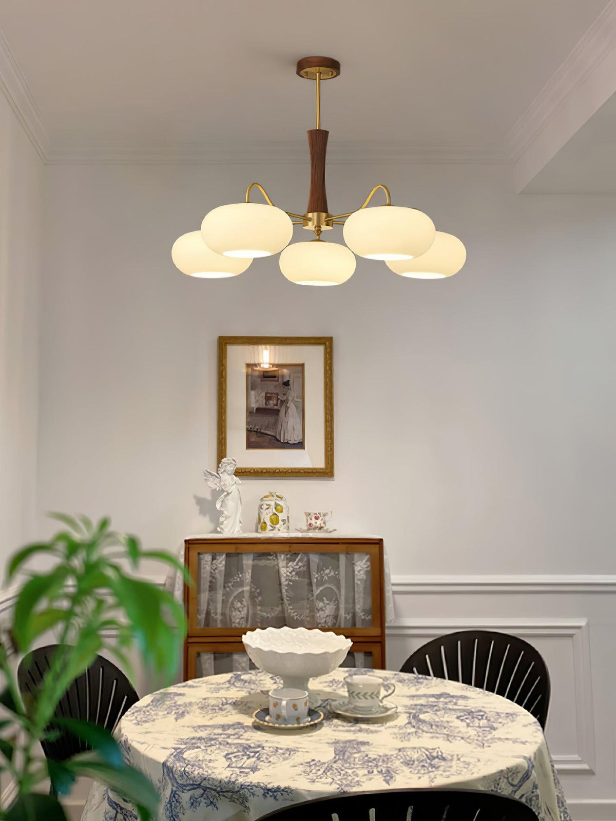 Brass and Wood Persimmon Chandelier-Lighting > Chandeliers & Pendant Lights-casanuva-casanuva