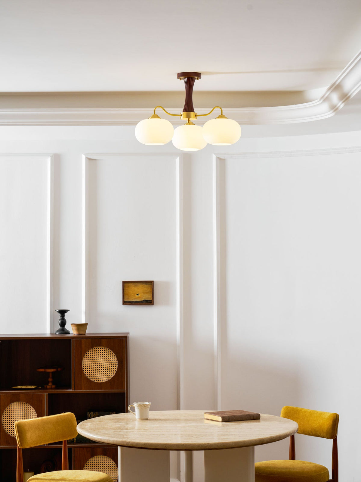 Brass and Wood Persimmon Chandelier-Lighting > Chandeliers & Pendant Lights-casanuva-casanuva