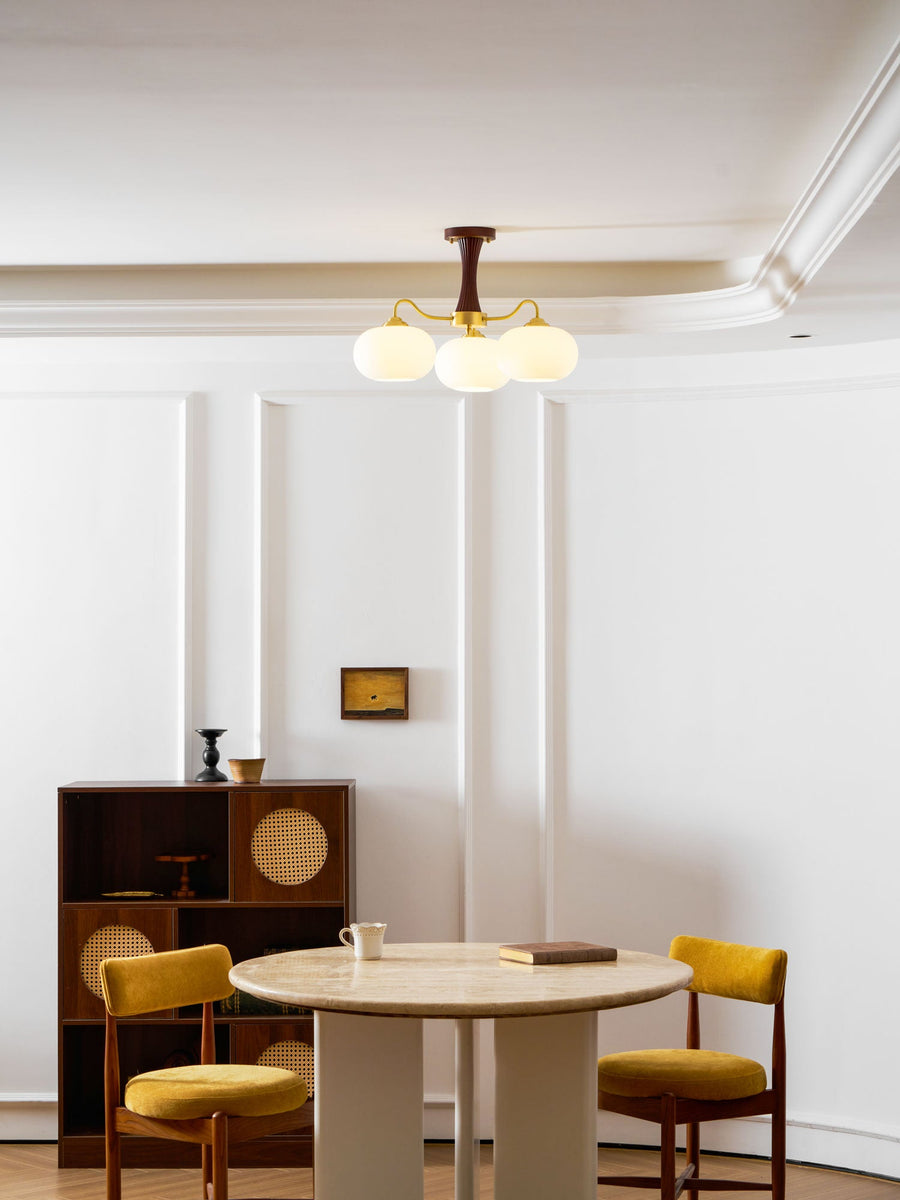 Brass and Wood Persimmon Chandelier-Lighting > Chandeliers & Pendant Lights-casanuva-casanuva