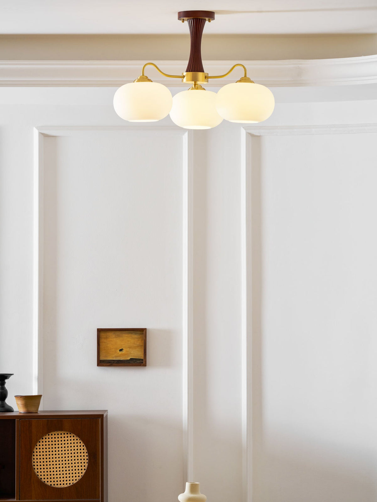 Brass and Wood Persimmon Chandelier-Lighting > Chandeliers & Pendant Lights-casanuva-casanuva