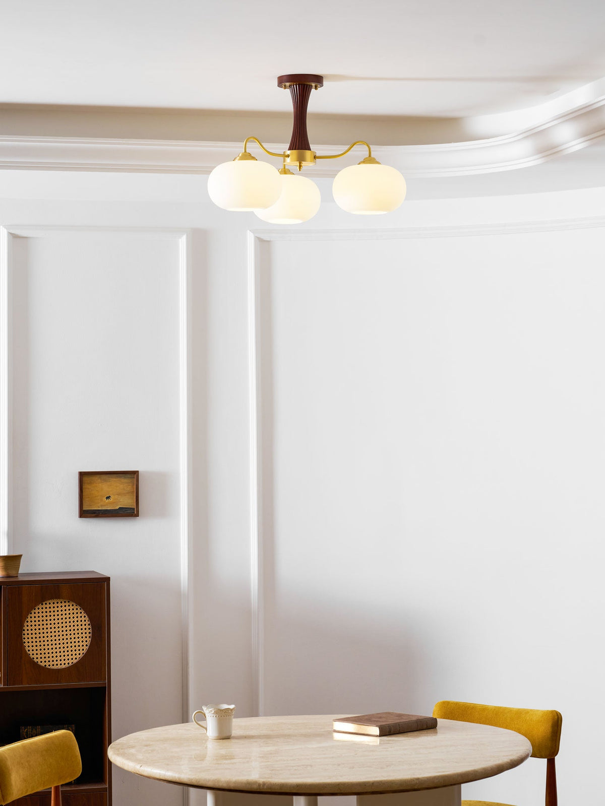 Brass and Wood Persimmon Chandelier-Lighting > Chandeliers & Pendant Lights-casanuva-casanuva