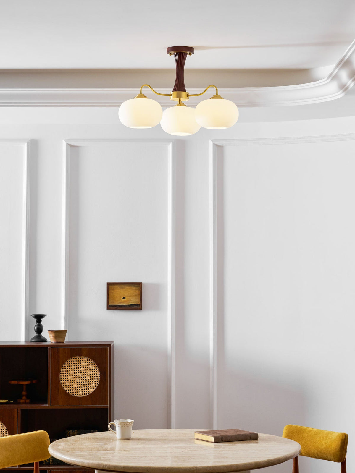 Brass and Wood Persimmon Chandelier-Lighting > Chandeliers & Pendant Lights-casanuva-casanuva