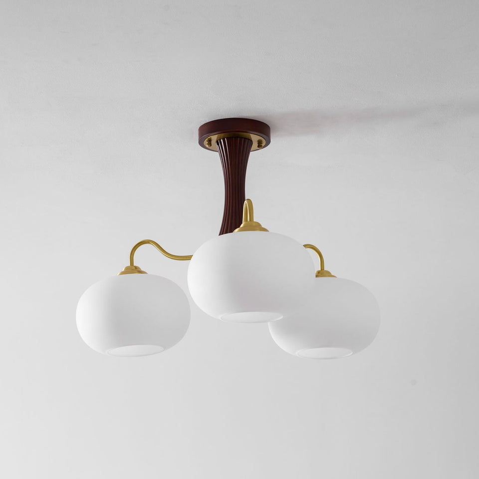 Brass and Wood Persimmon Chandelier-Lighting > Chandeliers & Pendant Lights-casanuva-casanuva