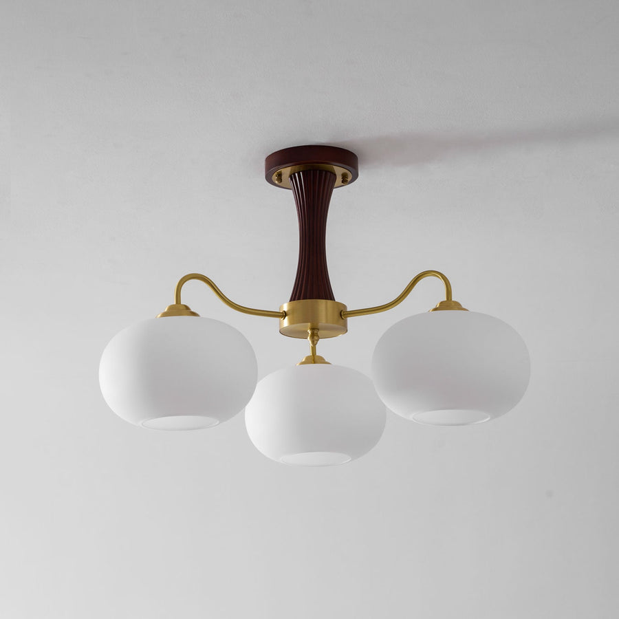 Brass and Wood Persimmon Chandelier-Lighting > Chandeliers & Pendant Lights-casanuva-casanuva