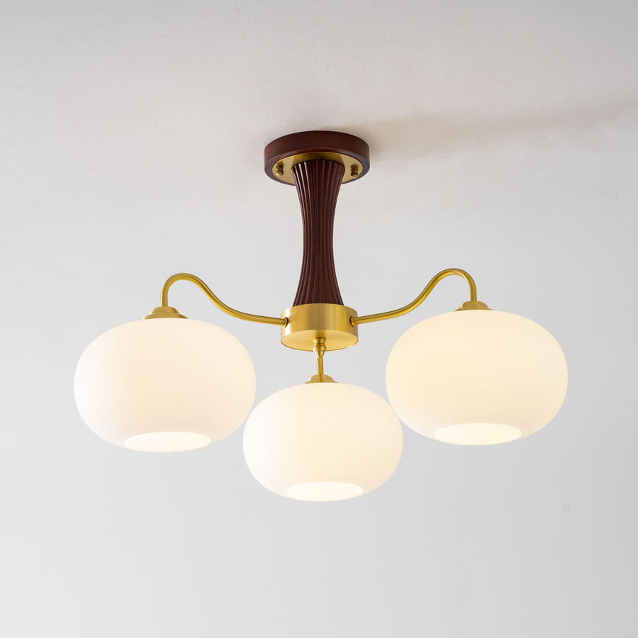 Brass and Wood Persimmon Chandelier-Lighting > Chandeliers & Pendant Lights-casanuva-casanuva