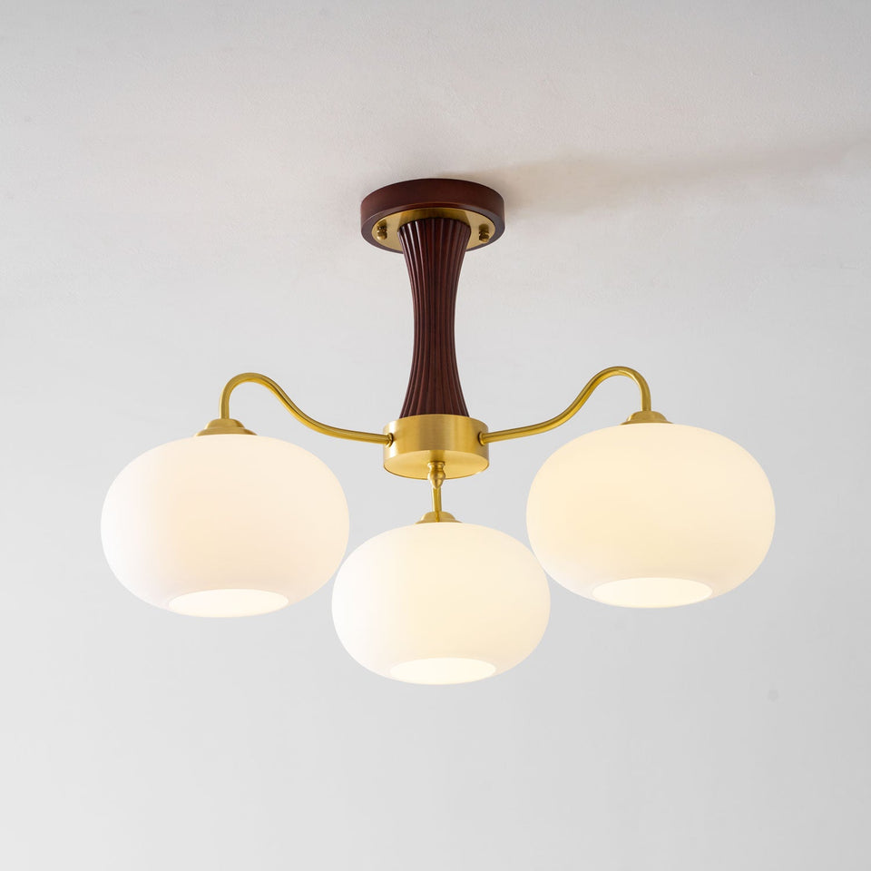 Brass and Wood Persimmon Chandelier-Lighting > Chandeliers & Pendant Lights-casanuva-casanuva