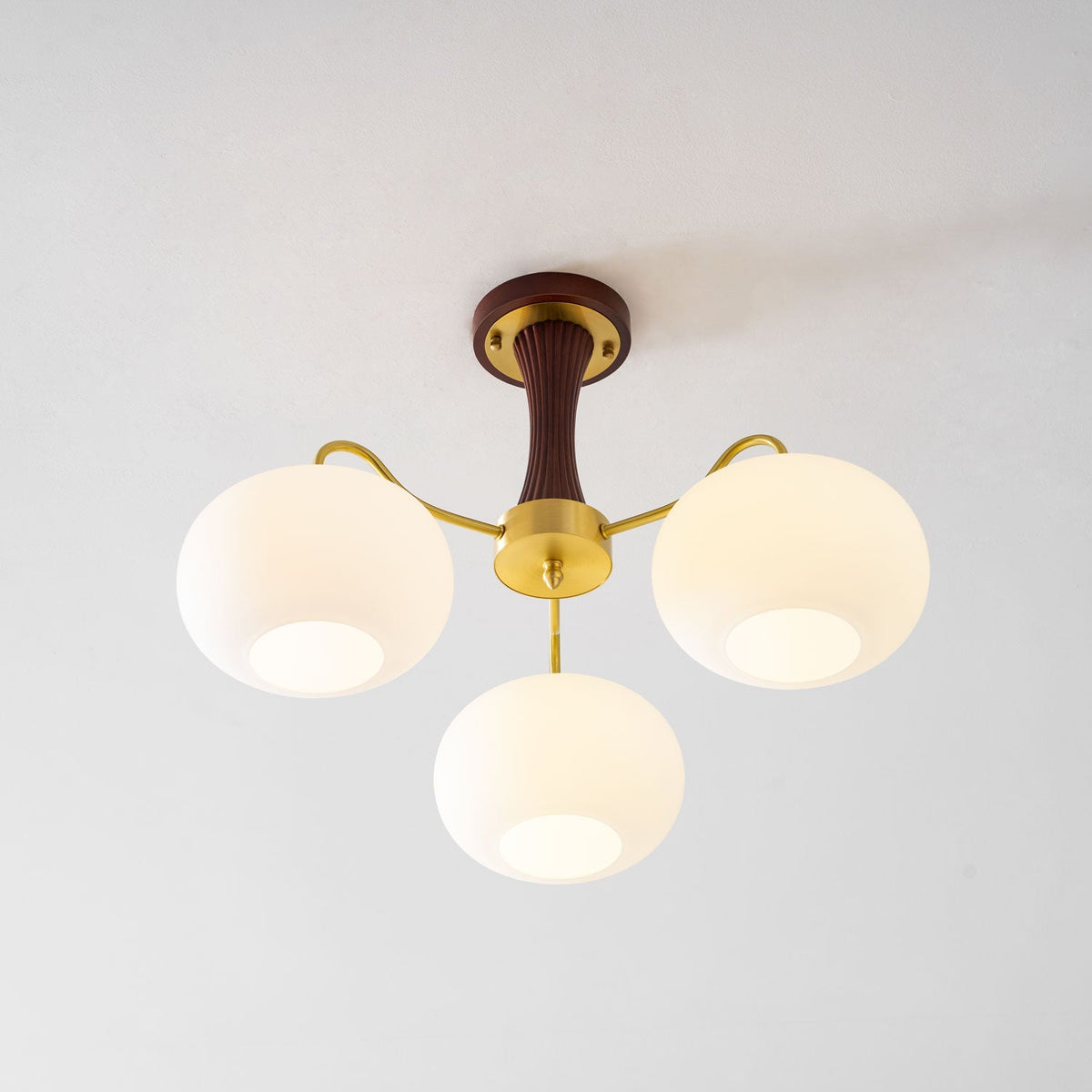 Brass and Wood Persimmon Chandelier-Lighting > Chandeliers & Pendant Lights-casanuva-casanuva