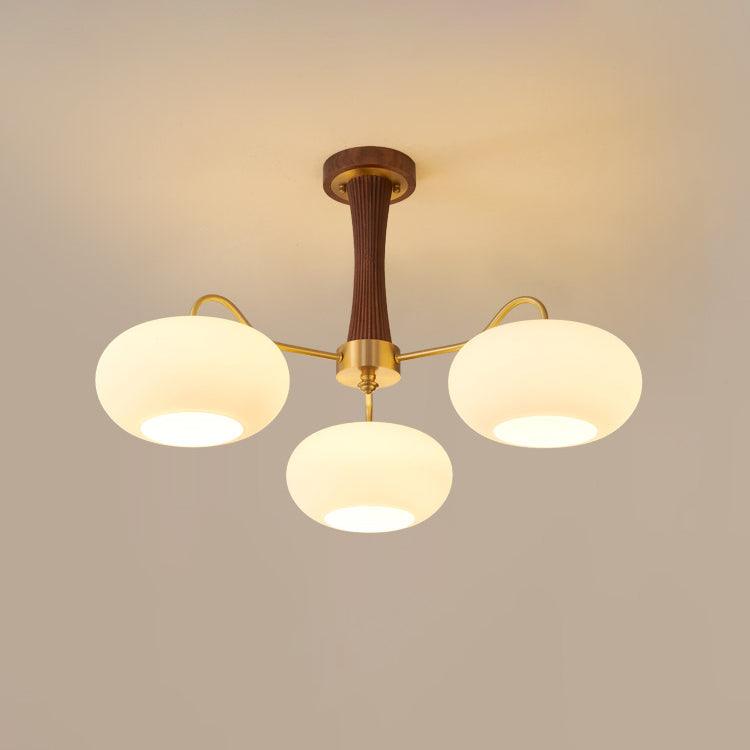 Brass and Wood Persimmon Chandelier-Lighting > Chandeliers & Pendant Lights-casanuva-68cmx42.5cm-Brass & Walnut & White-casanuva