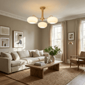 Brass and Wood Persimmon Chandelier-Lighting > Chandeliers & Pendant Lights-casanuva-casanuva
