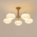Brass and Wood Persimmon Chandelier-Lighting > Chandeliers & Pendant Lights-casanuva-78cmx42.5cm-Brass & Wood & White-casanuva