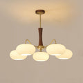 Brass and Wood Persimmon Chandelier-Lighting > Chandeliers & Pendant Lights-casanuva-78cmx62.5cm-Brass & Walnut & White-casanuva