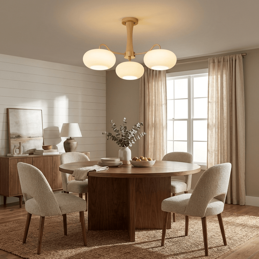 Brass and Wood Persimmon Chandelier-Lighting > Chandeliers & Pendant Lights-casanuva-casanuva
