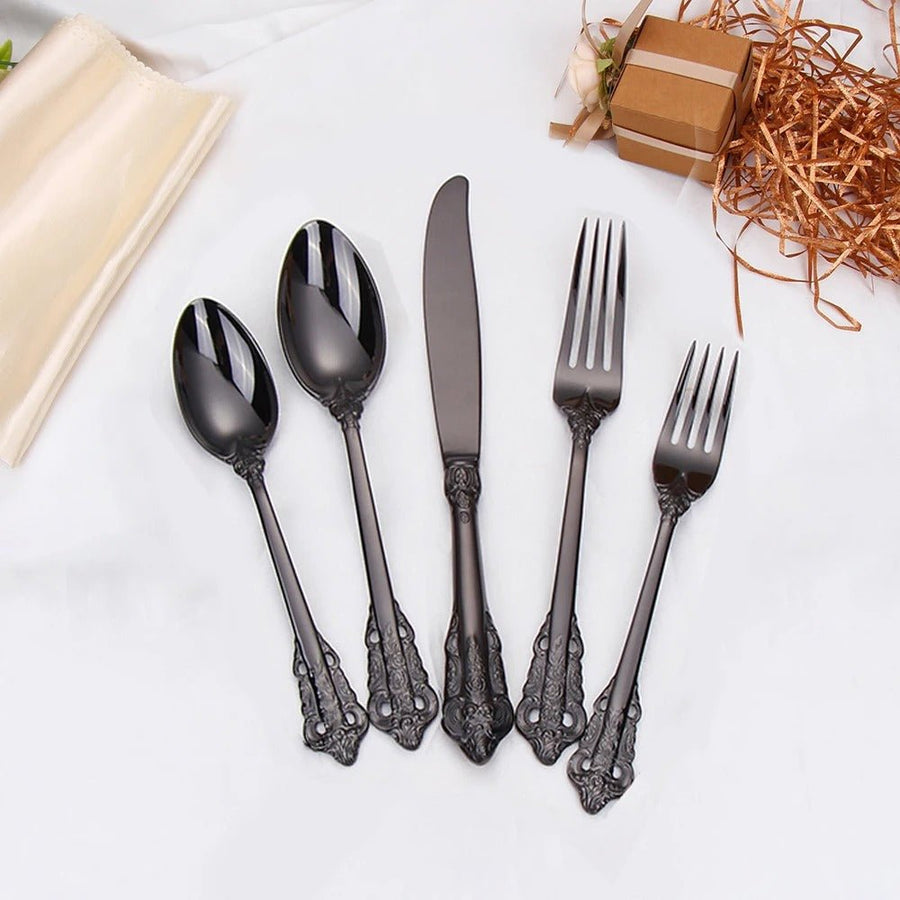 British Cutlery Set Timeless Elegance for Everyday Dining-Kitchen & Dining > Cutlery-casanuva-Matte Black-5 Pc Set-casanuva