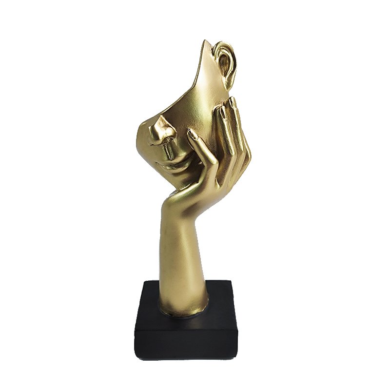 Bronze Polyresin Face and Hand Sculpture with Base-Home Decor > Sculptures & Figurines-casanuva-W 5x5x6cm-casanuva