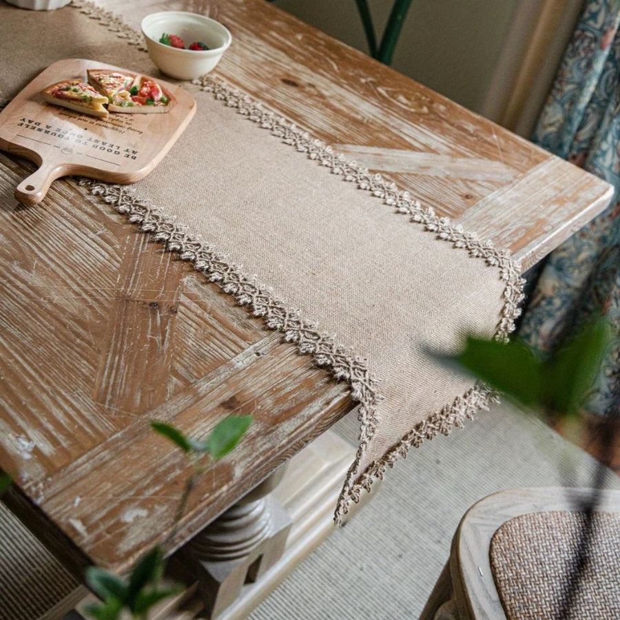 Burlap Boho Table Runner-Covers & Textiles > Table Runners-casanuva-casanuva