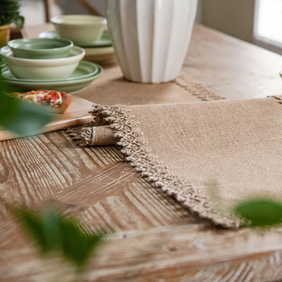 Burlap Boho Table Runner-Covers & Textiles > Table Runners-casanuva-casanuva