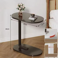 C Shaped Side Table Compact Lightweight Modern Design for Living Room-Furniture > Side Tables-casanuva-Black and black frame-casanuva