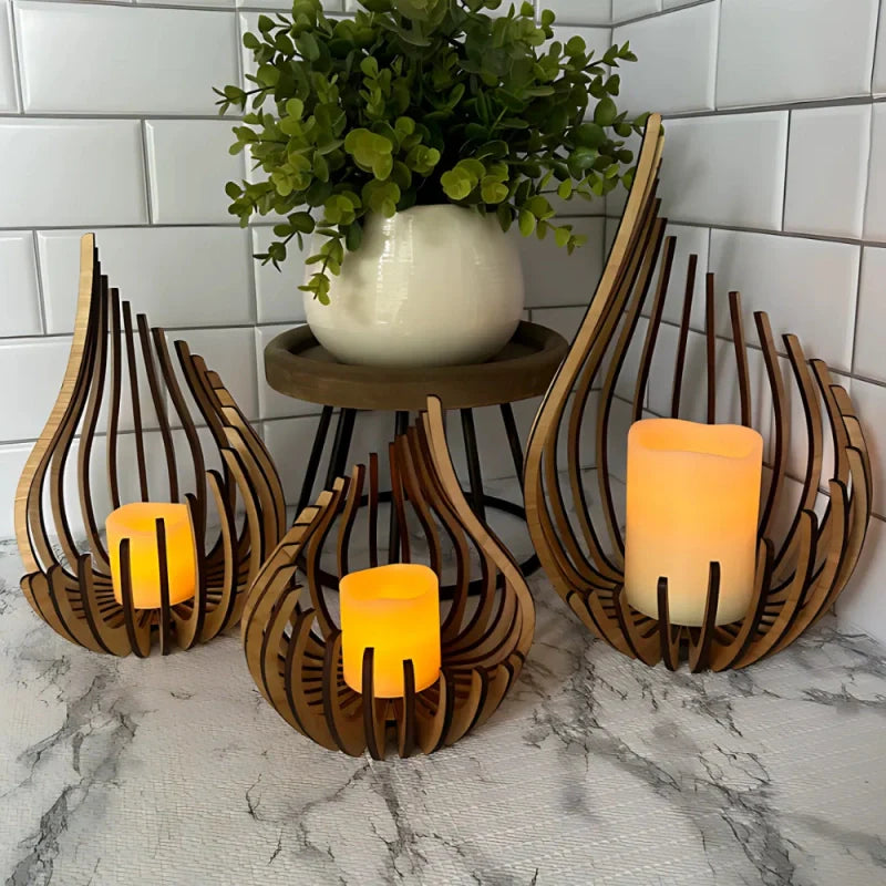 Candle Holder with Glimmering Finish-Home Decor > Candle Holders-casanuva-casanuva