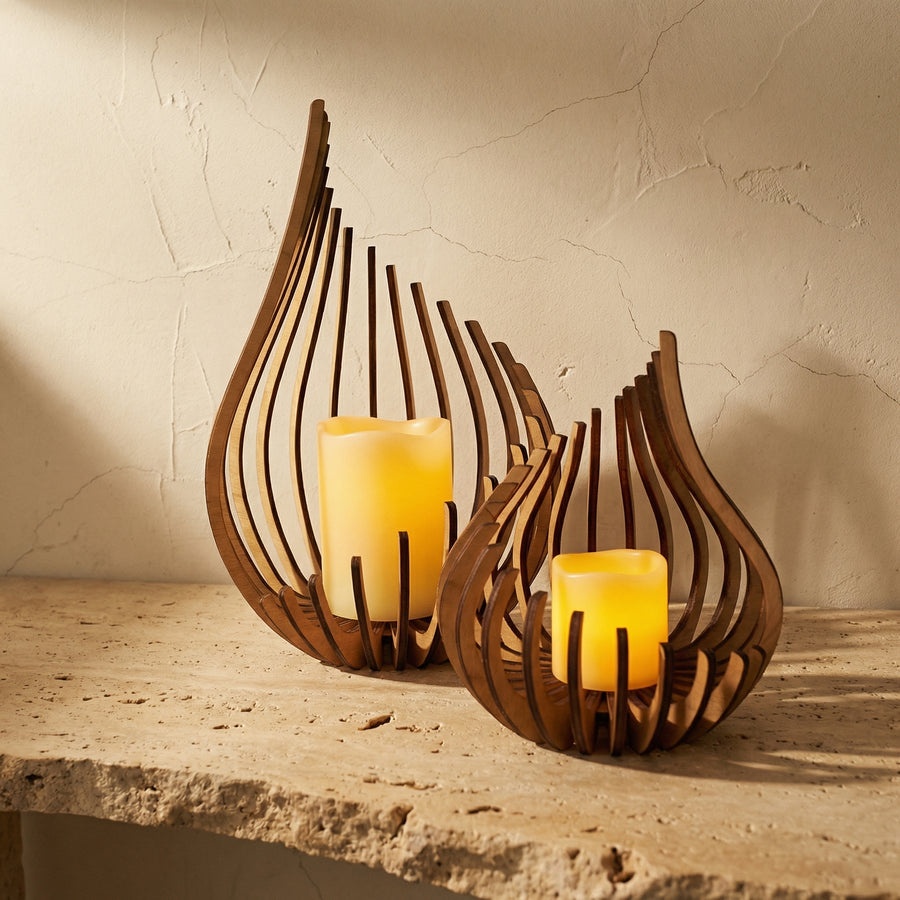 Candle Holder with Glimmering Finish-Home Decor > Candle Holders-casanuva-casanuva