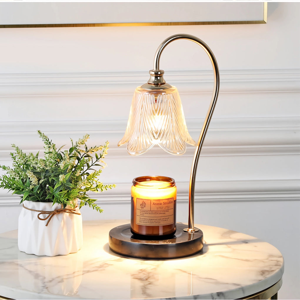 Candle Warmer Table Lamp with Glass Shade-Lighting > Table Lamps-casanuva-casanuva
