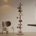 Carbon Steel Spiral Bookshelf 9-Tier Corner Display Rack for Home Office-Furniture > Bookshelves-casanuva-Brown-casanuva