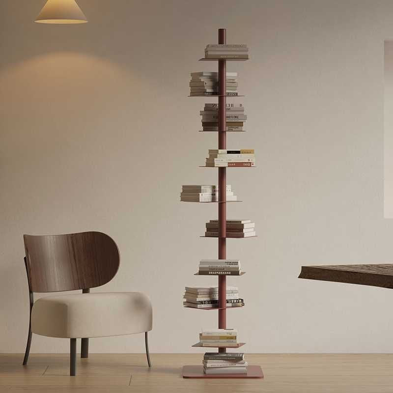 Carbon Steel Spiral Bookshelf 9-Tier Corner Display Rack for Home Office-Furniture > Bookshelves-casanuva-Brown-casanuva
