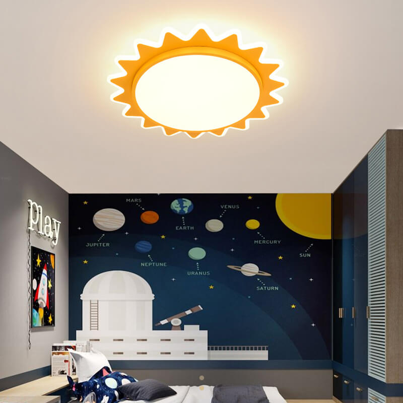Cartoon Sun Shaped LED Ceiling Light Flush Mount Fixture-Lighting > Ceiling Lights-casanuva-Small-Infinitely Dimmable-100V-120V-casanuva