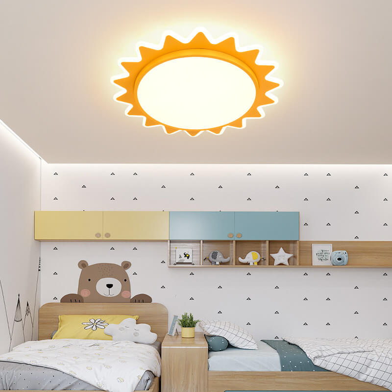 Cartoon Sun Shaped LED Ceiling Light Flush Mount Fixture-Lighting > Ceiling Lights-casanuva-Small-White Light (5000K)-220V-240V-casanuva