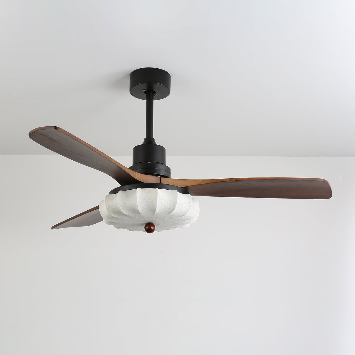 Ceiling Fan Light Lotus Bloom Design-Lighting > Ceiling Lights-casanuva-Model A 36" x H 11.8"-Walnut Wood & Black-3-Color Changeable-casanuva