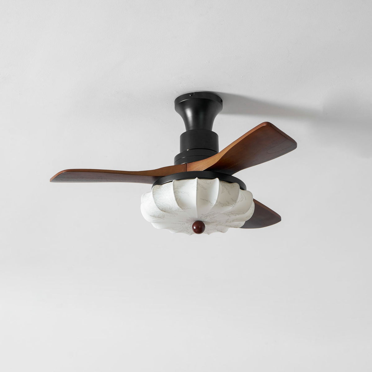 Ceiling Fan Light Lotus Bloom Design-Lighting > Ceiling Lights-casanuva-Model B 36" x H 11.8"-Walnut Wood & Black-3-Color Changeable-casanuva