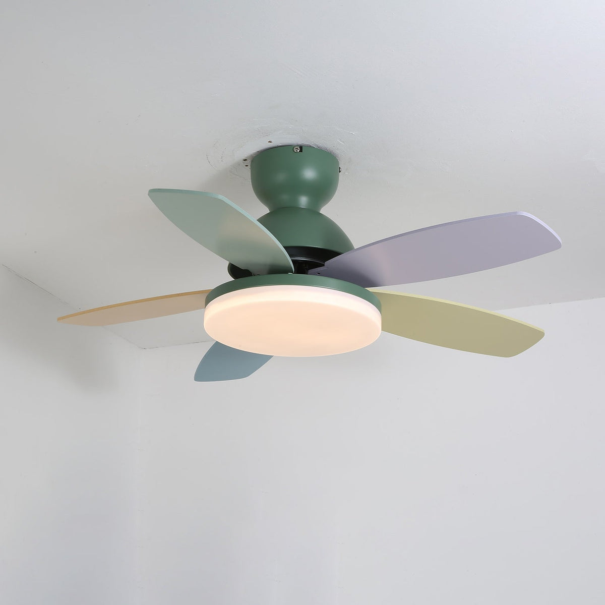 Ceiling Fan Light with Dimmable LED and Modern Design-Lighting > Ceiling Lights-casanuva-Green & Colourful 100...-3-Color Changeable-casanuva