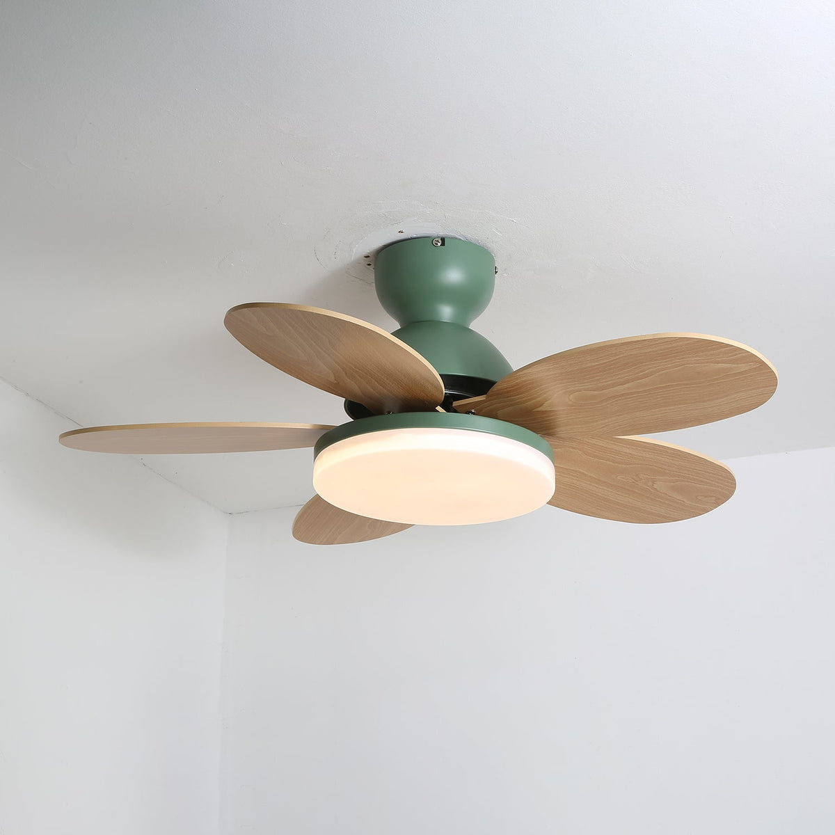 Ceiling Fan Light with Dimmable LED and Modern Design-Lighting > Ceiling Lights-casanuva-Green & Wood Grain 90...-3-Color Changeable-casanuva