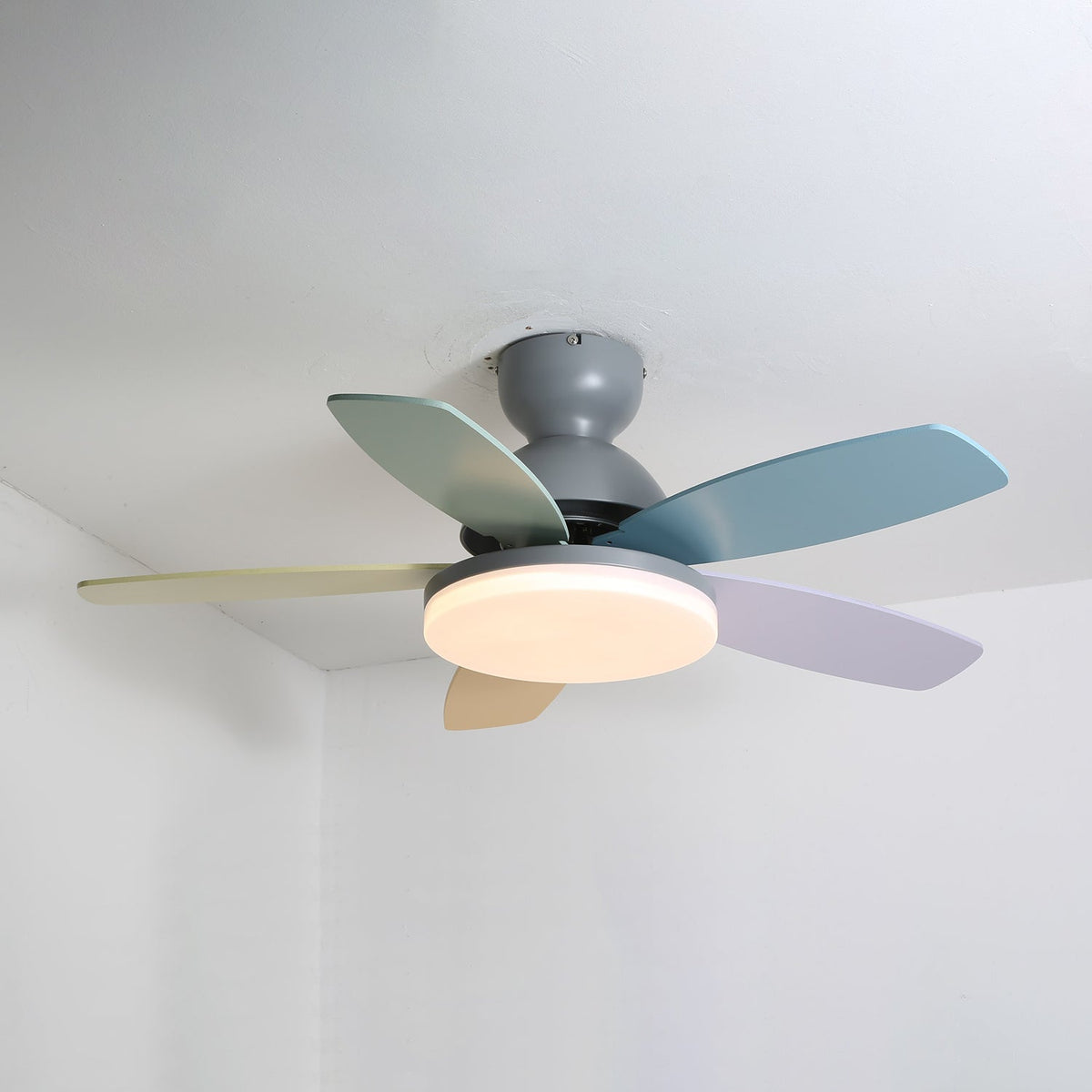 Ceiling Fan Light with Dimmable LED and Modern Design-Lighting > Ceiling Lights-casanuva-Grey & Colourful 100c...-3-Color Changeable-casanuva