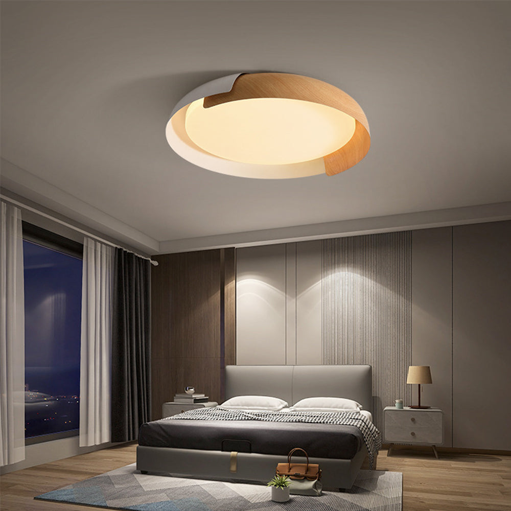 Ceiling Light Fixture for Bedroom LED Modern Design-Lighting > Ceiling Lights-casanuva-White+Wood-D46*H10cm-Cold Light-casanuva