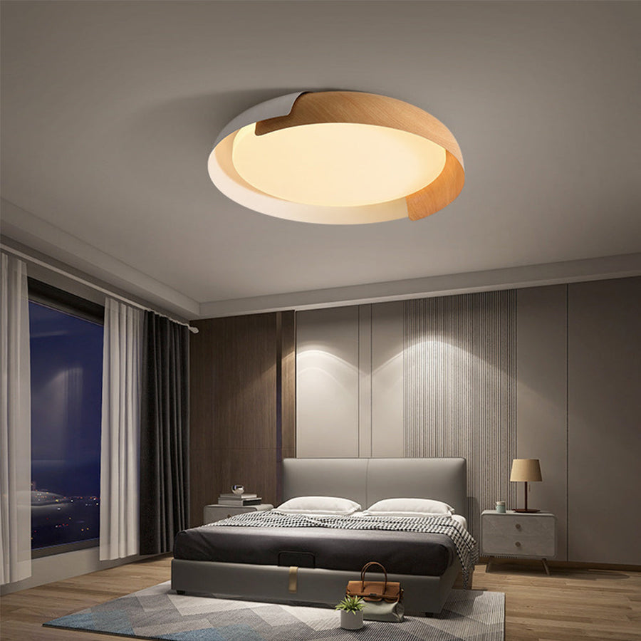 Ceiling Light Fixture for Bedroom LED Modern Design-Lighting > Ceiling Lights-casanuva-White+Wood-D46*H10cm-Cold Light-casanuva