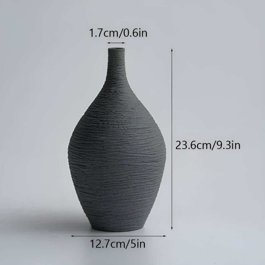 Ceramic Art Vase Earthline Design-Home Decor > Vases-casanuva-Long Coal Black-casanuva