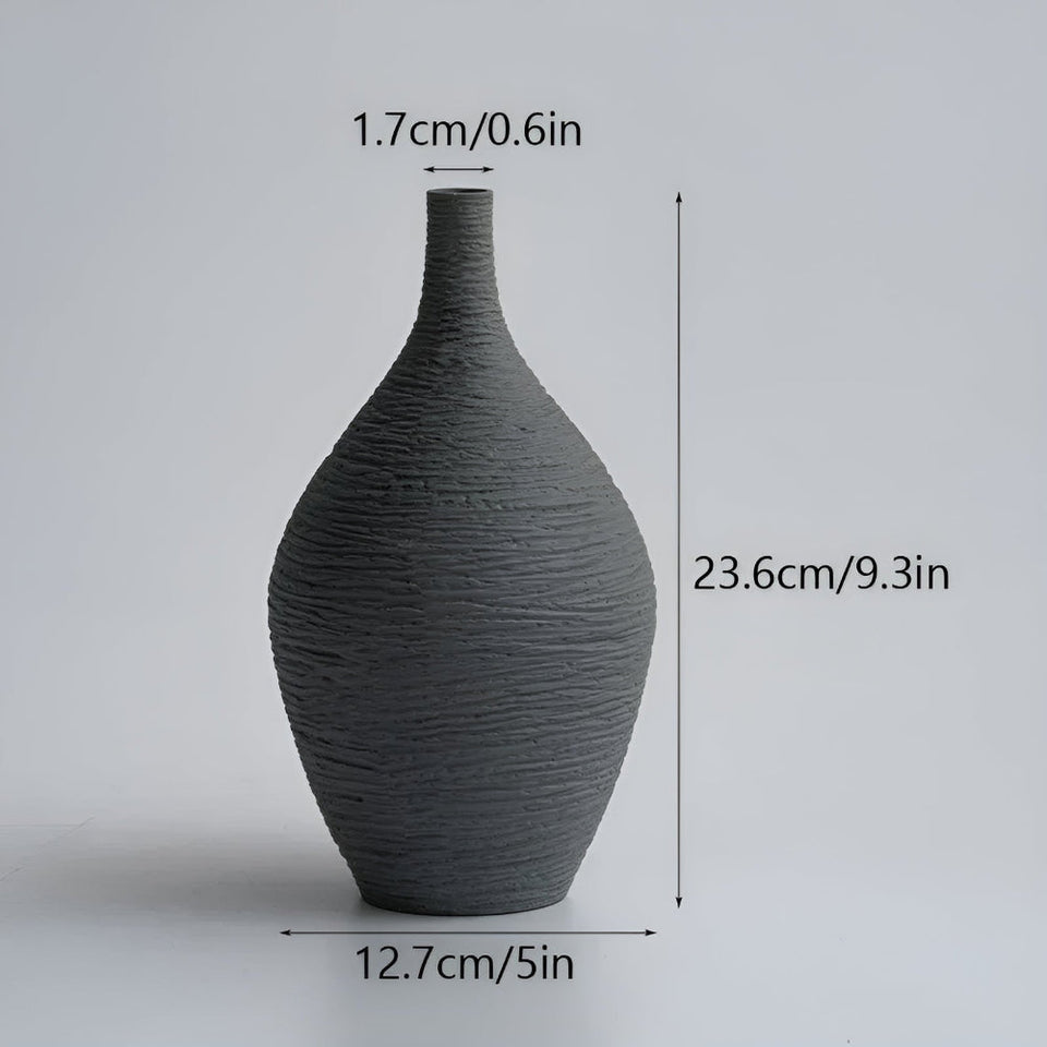 Ceramic Art Vase Earthline Design-Home Decor > Vases-casanuva-Long Coal Black-casanuva