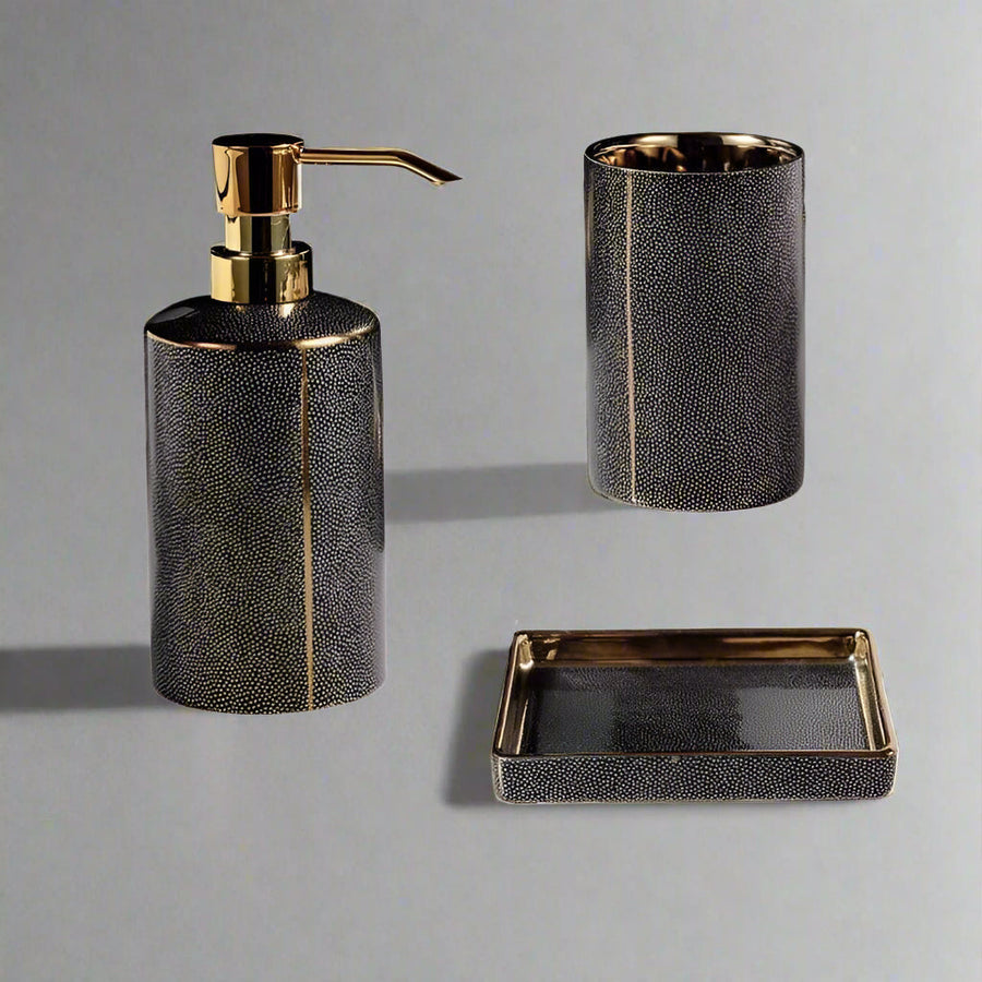 Ceramic Bathroom Set with Gold Accents-Bedding & Bath > Bathroom Accessories-casanuva-casanuva