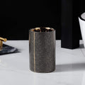 Ceramic Bathroom Set with Gold Accents-Bedding & Bath > Bathroom Accessories-casanuva-Black tumbler-casanuva