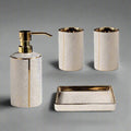 Ceramic Bathroom Set with Gold Accents-Bedding & Bath > Bathroom Accessories-casanuva-White set - 4 pieces-casanuva