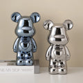 Ceramic Bear Figurine with Chrome Finish-Home Decor > Figurines-casanuva-casanuva