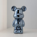 Ceramic Bear Figurine with Chrome Finish-Home Decor > Figurines-casanuva-Black-L 10x6x18cm-casanuva