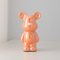 Ceramic Bear Figurine with Chrome Finish-Home Decor > Figurines-casanuva-Orange-L 10x6x18cm-casanuva