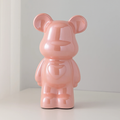 Ceramic Bear Figurine with Chrome Finish-Home Decor > Figurines-casanuva-Pink-L 10x6x18cm-casanuva