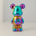 Ceramic Bear Figurine with Chrome Finish-Home Decor > Figurines-casanuva-Rainbow-L 10x6x18cm-casanuva