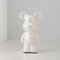 Ceramic Bear Figurine with Chrome Finish-Home Decor > Figurines-casanuva-White-L 10x6x18cm-casanuva