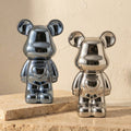 Ceramic Bear Figurine with Chrome Finish-Home Decor > Figurines-casanuva-casanuva