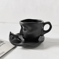 Ceramic Coffee Cup and Saucer Set for Romantic Moments-Kitchen & Dining > Tableware-casanuva-100 ml-Black-casanuva
