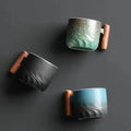 Ceramic Espresso Cups with Wooden Handle Vintage Design-Kitchen & Dining > Tableware-casanuva-casanuva