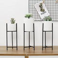 Ceramic Flower Pot with Metal Stand Modern Minimalist Design-Home Decor > Decorative Accessories-casanuva-casanuva